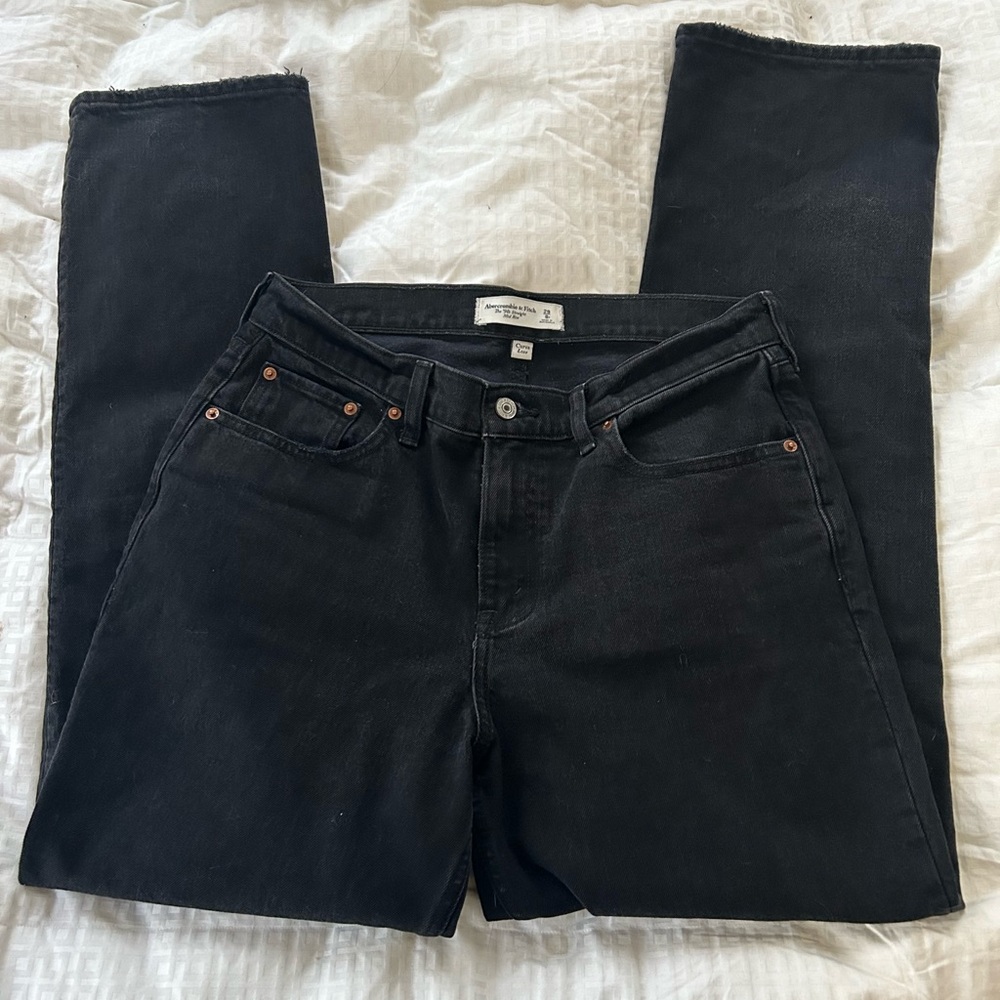 Abercrombie & Fitch The 90s Straight Mid Rise Jeans Curve Love - Size 8 Charcoal